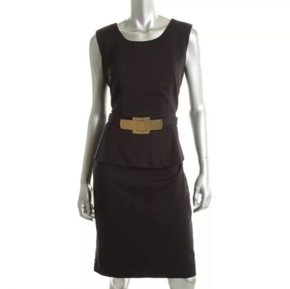 Alfani Peplum Sleeveless Sheath Dress Belt Summer Business Office Classy NEW LBD